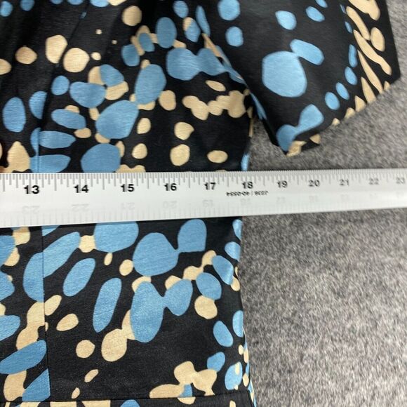 Kasper Blazer Women 10 Black Geometric Collared Button Up Short Sleeve Lined - Picture 7 of 9